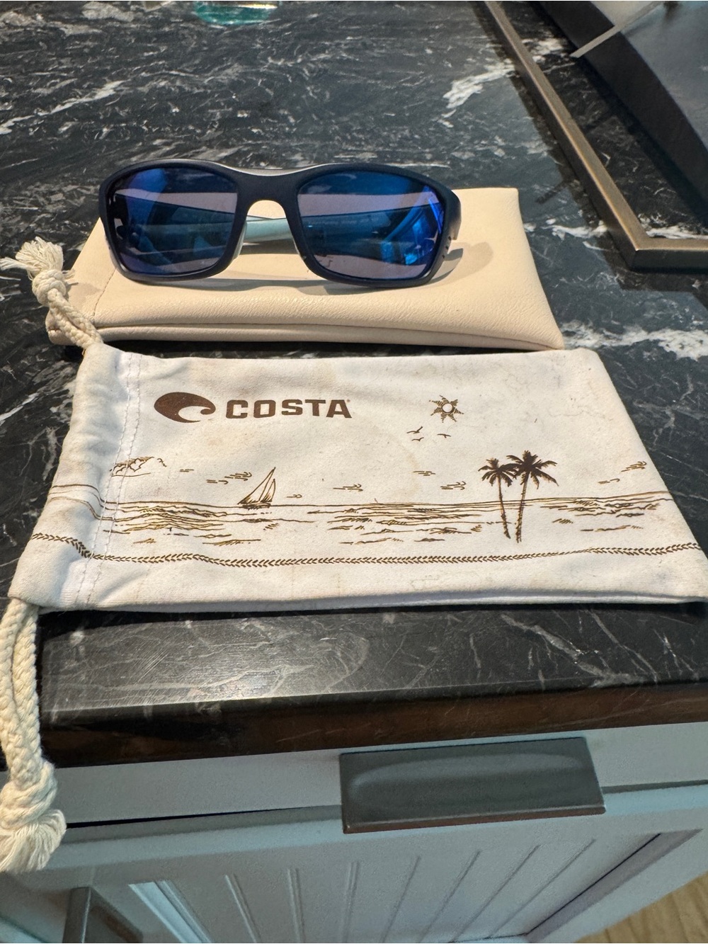 Costa Sunglasses with Blue Mirrored Lenses and Black Frame